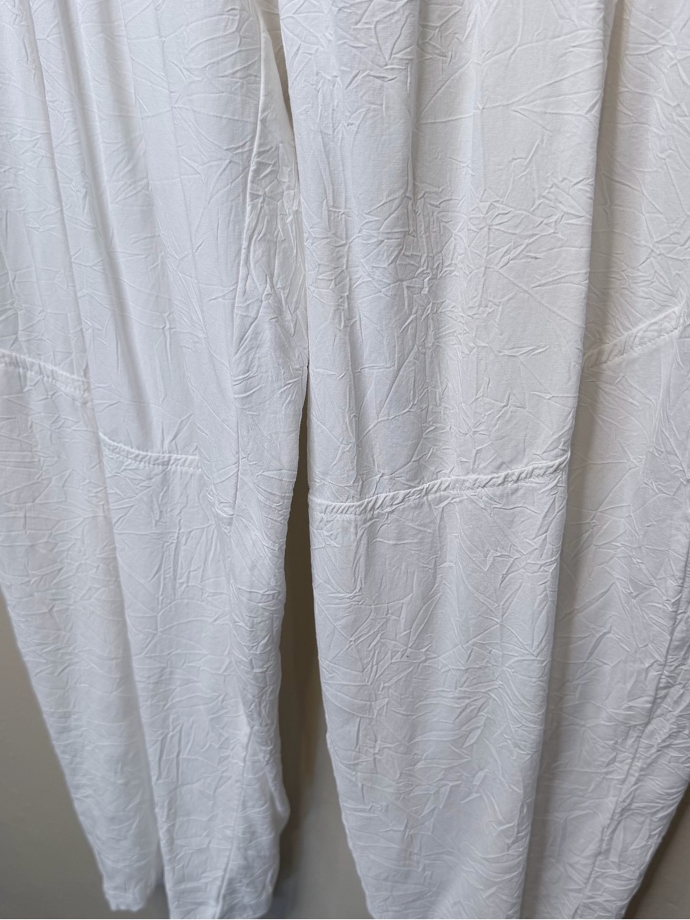 Jams World | VTG White Textured Lightweight Parachute Wide-Leg Drawstring Pants - Picture 7 of 12